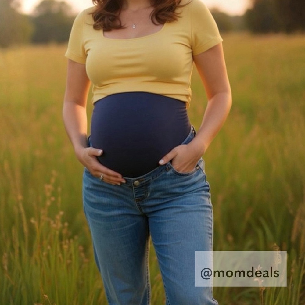 Maternity Time and Tru Light Blue Straight Leg Jeans Cotton Belly Band Small4-6